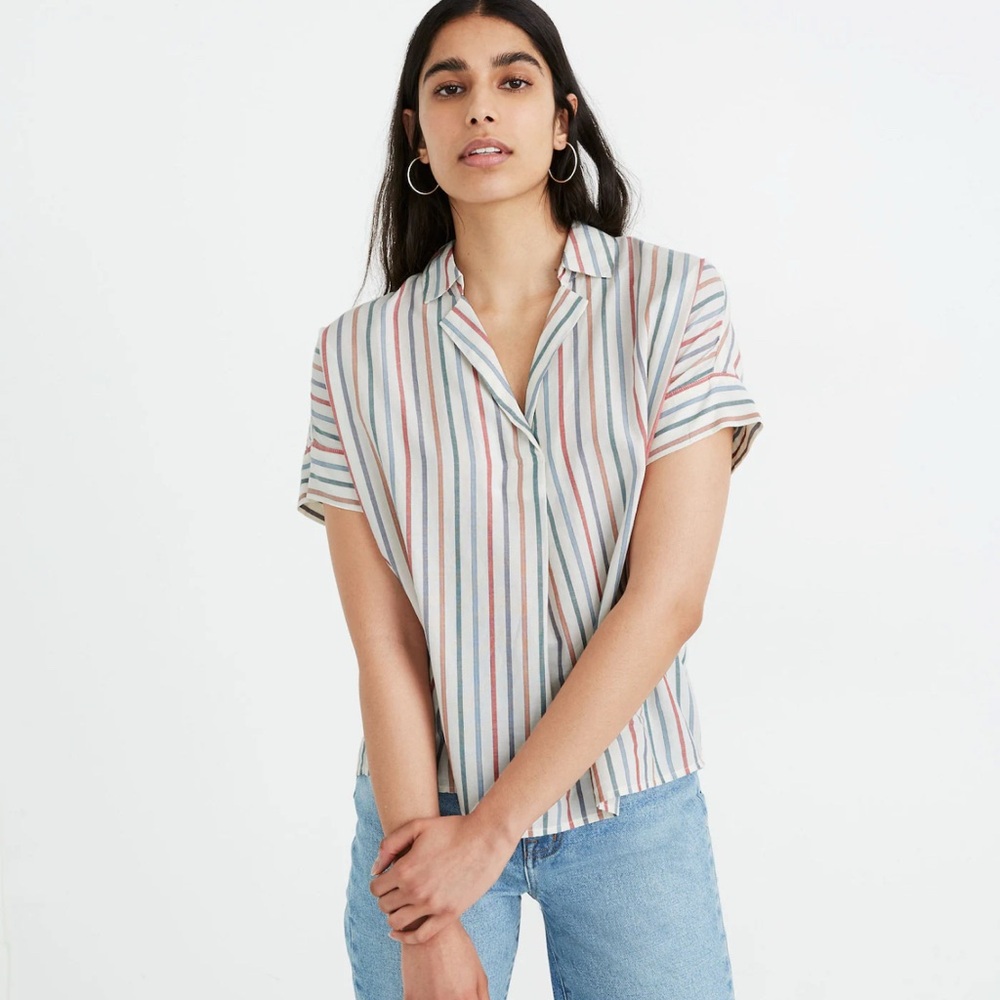 NWT Madewell Park Popover Shirt in Rainbow - Picture 2 of 5